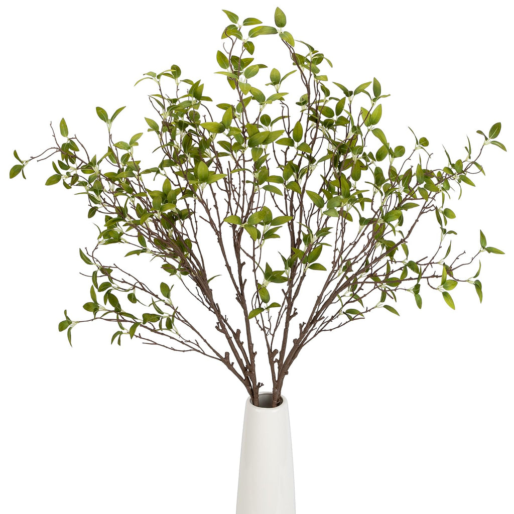 4 Pcs 45.3 inch Greenery Stems Artificial Branches for Vases Spring Green Long Stem Fake Greenery Stems Silk Ficus