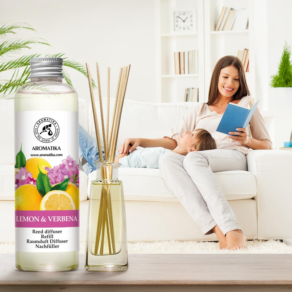 Lemon & Verbena Refill Reed Diffuser 6.8 Fl Oz - Room Diffuser Refill - Home Fragrance - Room Freshener - Fresh and