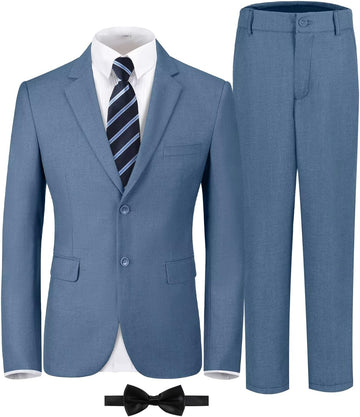 Boys Formal Suit Kids 5 Piece Suit Jacket Pants Set with Shirt Tie