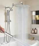 All Metal 10" Shower Head with Handheld, Luxurious Square Double Rain Shower Heads,Power Wash Wand,Dual High Pressure