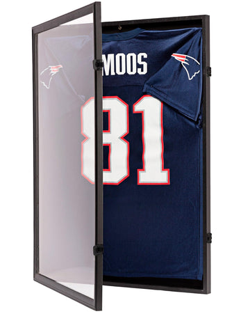 Jersey Frame Display Case, Lockable Sports Shadow Box, Black Locks