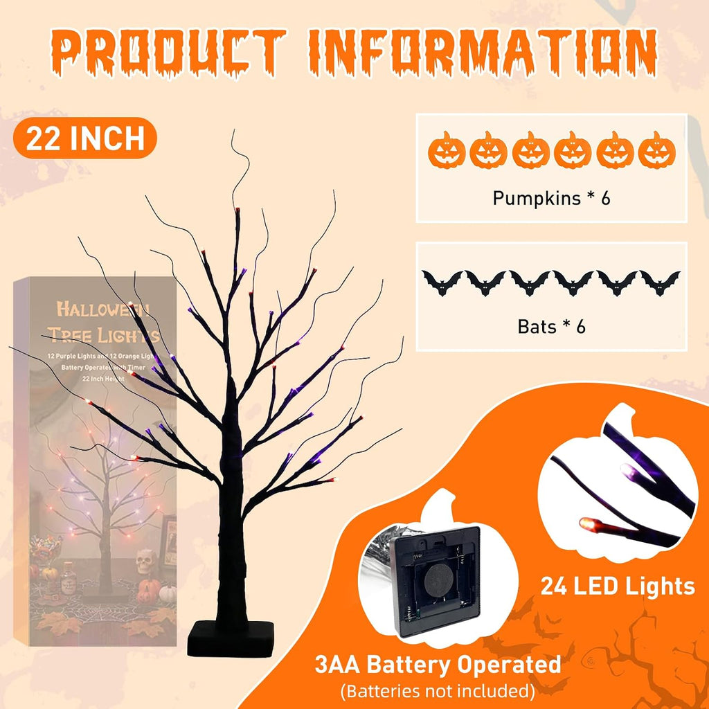 Halloween Decorations, Halloween Tree Lights, Lighted Black Tree