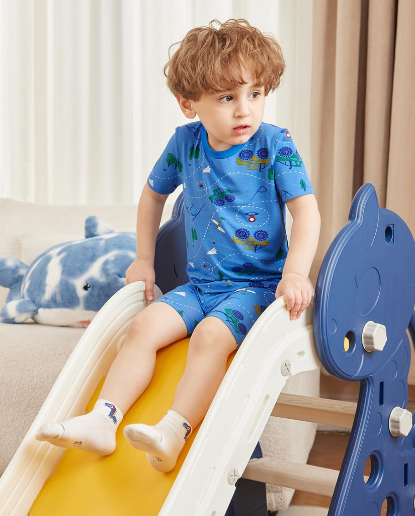 Bamboo Viscose Toddler Boys Pajamas Set, Short Sleeve Kids