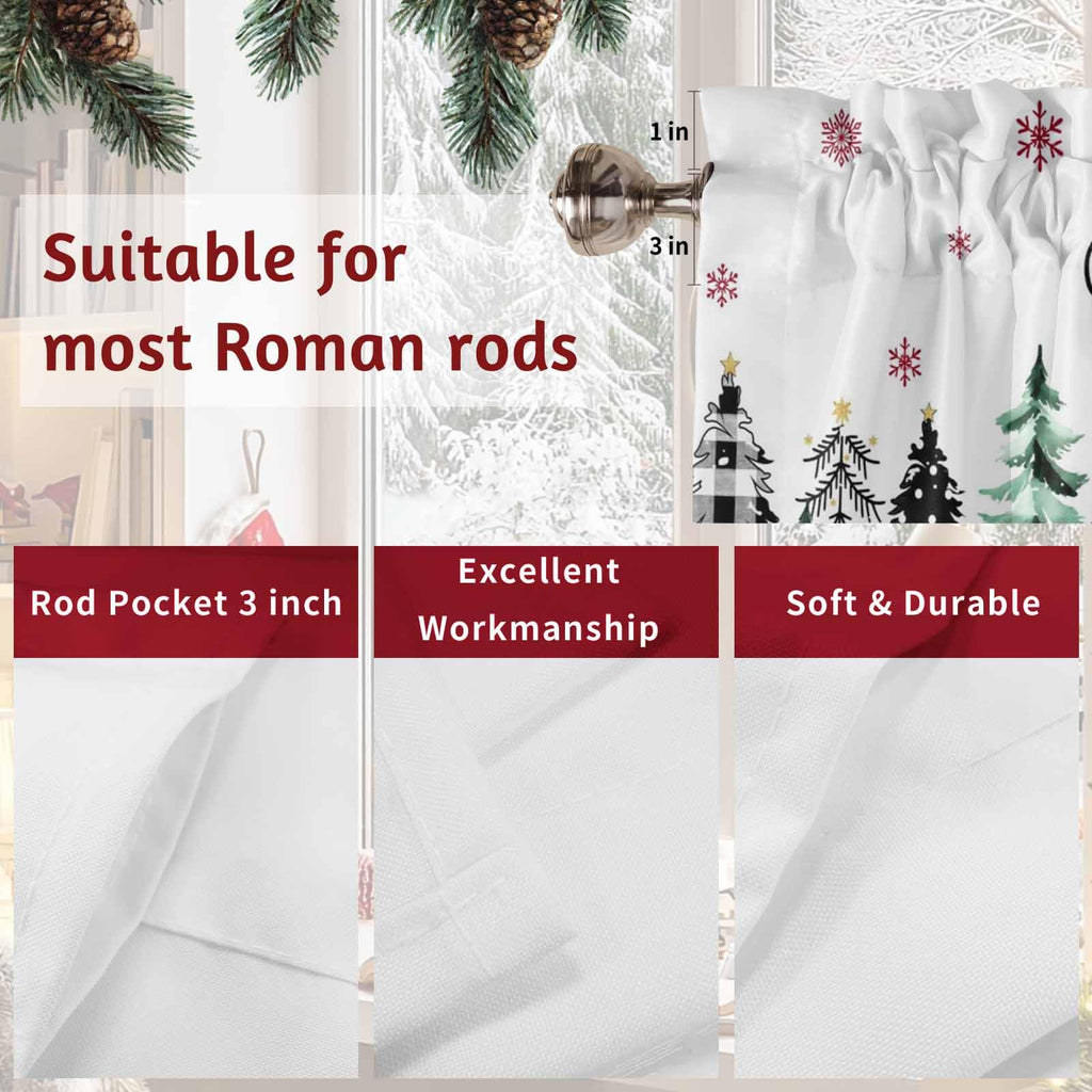 Christmas Valances for Windows 2 Pack Buffalo Plaid Xmas Tree Short Kitchen Valance Curtains Rod Pocket Window