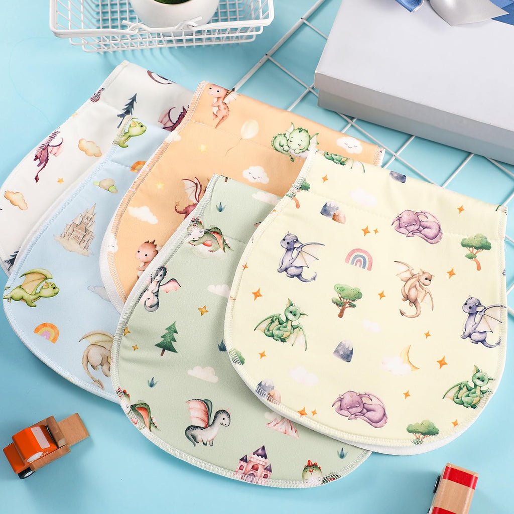 5 Pack Watercolor Dragon Baby Burp Cloths for Newborns 19"x9"