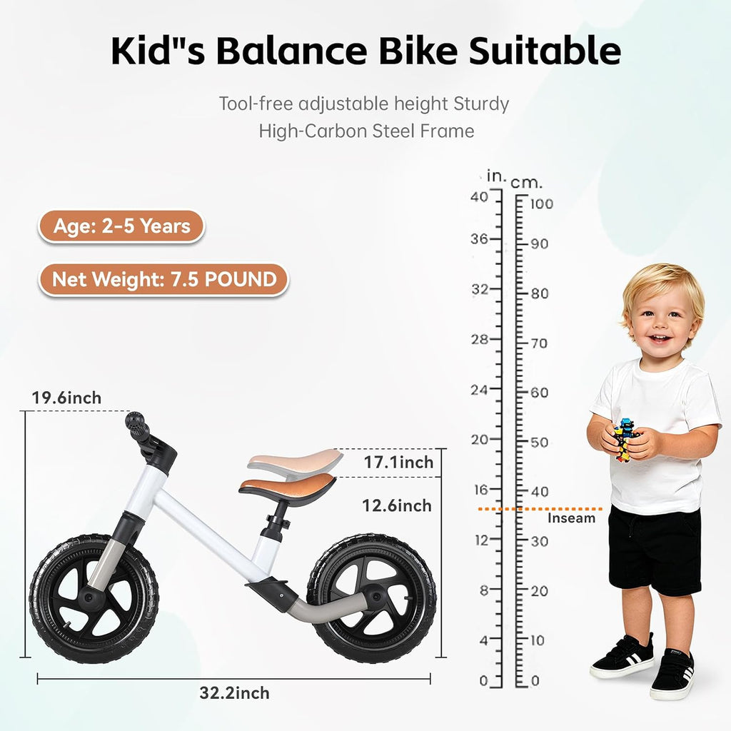 Toddler Balance Bike for 2 to 5 Year Old, Adjustable Seat Training Bike for Boys Girls, No Pedal Training Bike Best