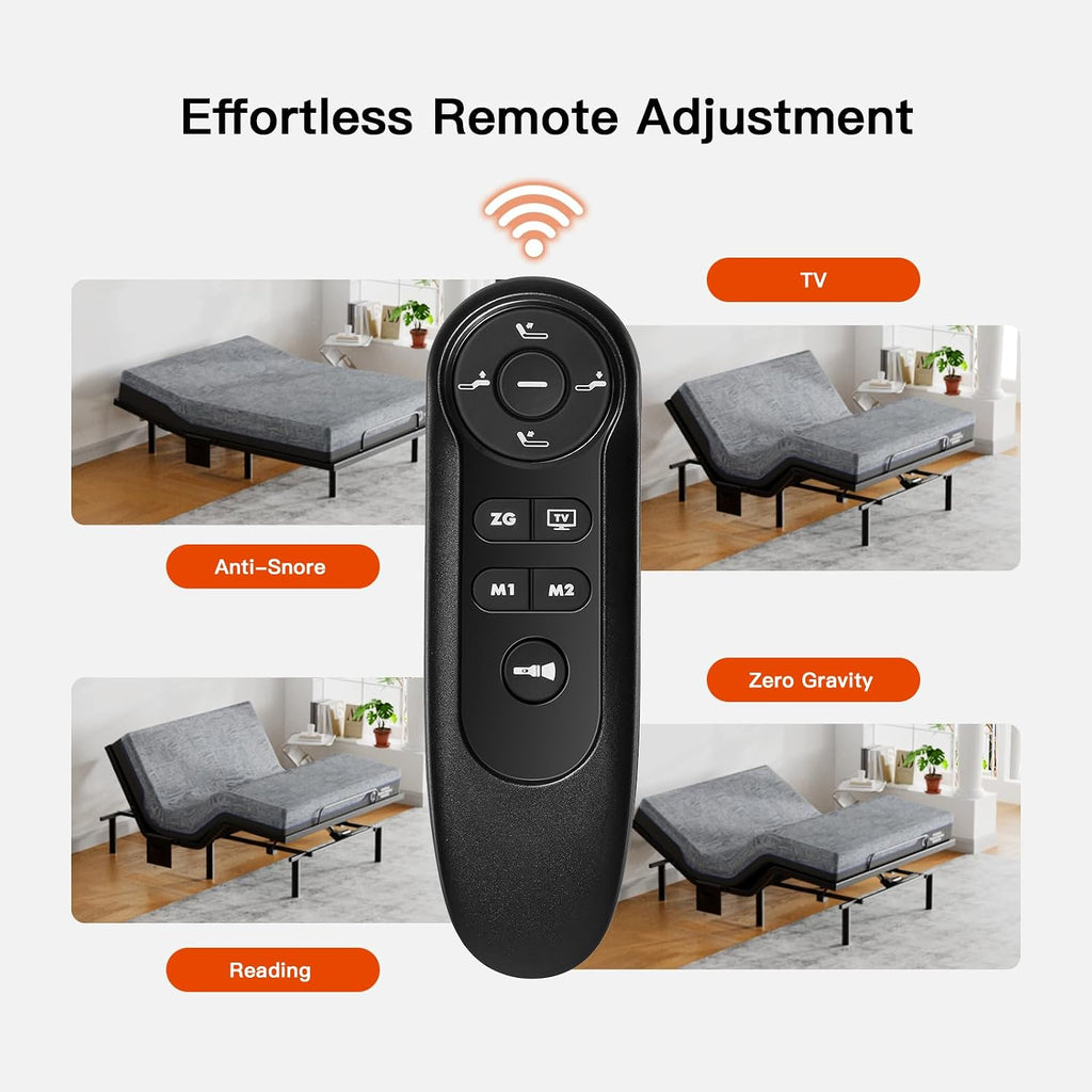 Amada Queen Adjustable Bed Frame with Head & Foot Incline & Wireless Remote, Zero Gravity, Electric Base with 4 Leg