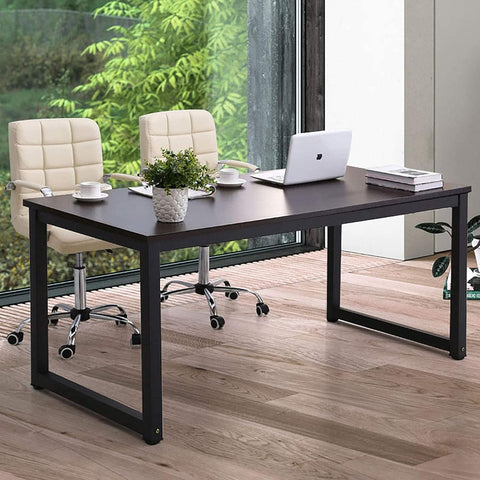 Modern Computer Desk 63 inch Large Office Desk Writing Study Table Desk Workstation Wide Metal Sturdy Frame Thicker