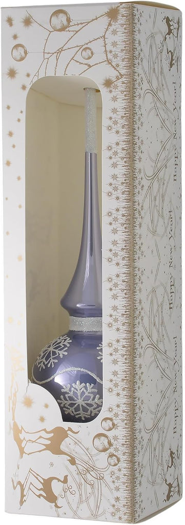 Lavender Blue Glossy Hand Blown Glass Christmas Tree Topper. Made in Ukraine.
