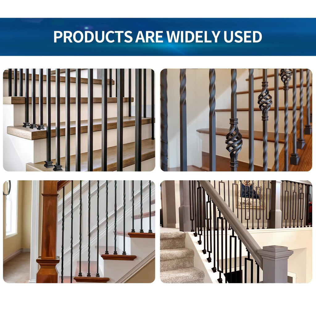 30 Pack Wrought Iron Baluster Shoes Flat Shoes Come with Screws Work with 1/2 Inch Square Balusters Metal Staircase