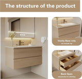 24 Inch Wall Mounted Bathroom Vanity Modern Floating Cabinet with Soft Close Drawers Laminate Doors Plywood Construction Cosmo Sand / Handler -- 24-inch-wall-mounted-bathroom-vanity-modern-floating-soft-close-drawers-cosmo-sand