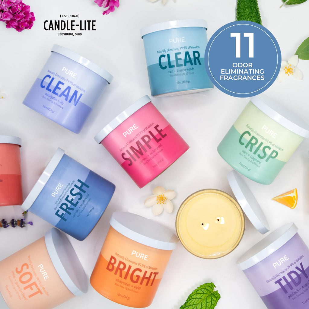 Pure Lavender & Sandalwood Odor Eliminating Scented Candles, Neofresh Technology Eliminates 99.9% of Odors, 16 oz