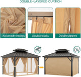 12 x 20 ft Hardtop Gazebo, Heavy Duty Galvanized Aluminum Frame Double Roof Outdoor Pavilion