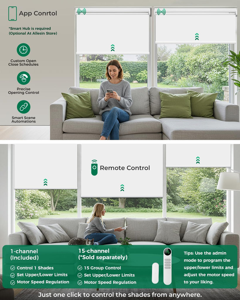 Motorized Blinds with Remote (White, )
