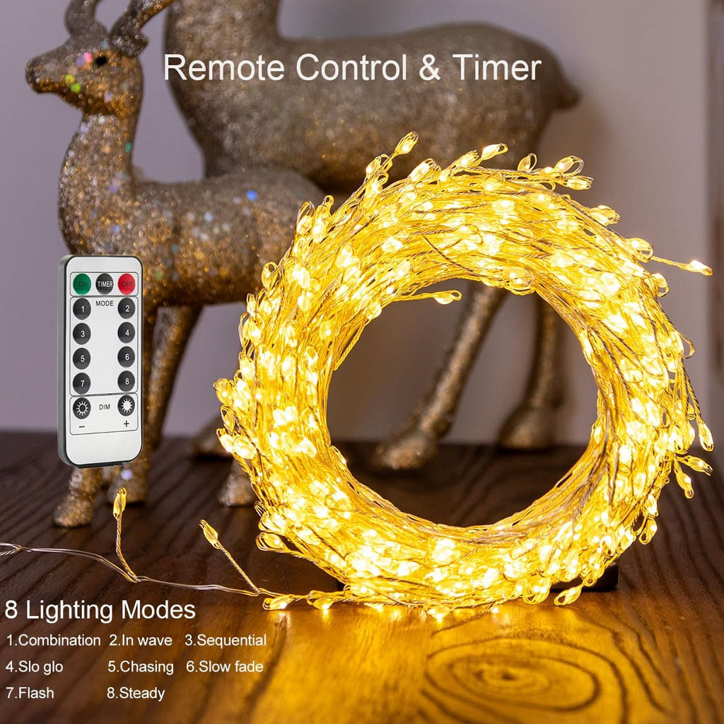 1000LED 100FT Fairy Lights Plug in Firecracker Christmas Lights