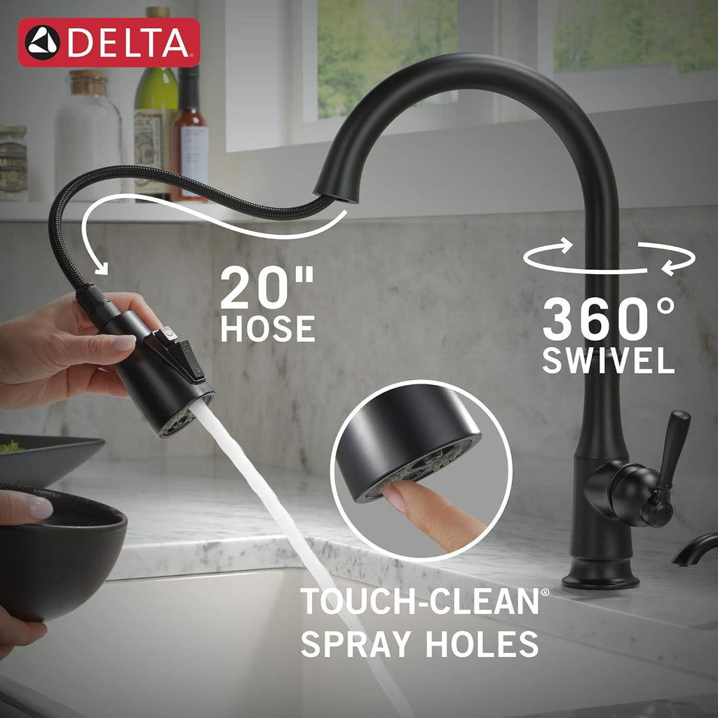 Capertee Matte Black Kitchen Faucet with Pull Down Sprayer and Soap Dispenser, Modern Single Hole Kitchen Sink