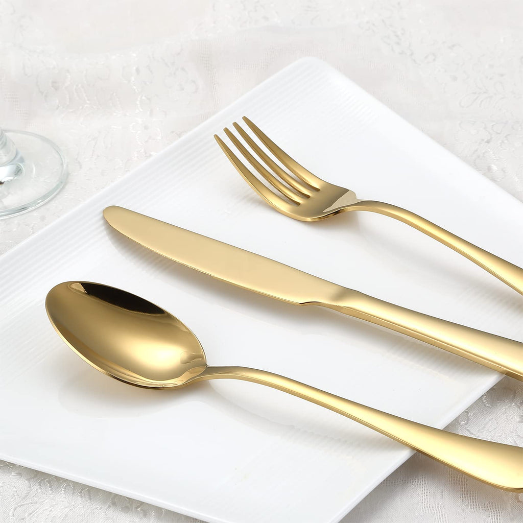 Gold Silverware Set, 40-Piece Flatware Set Service for 8