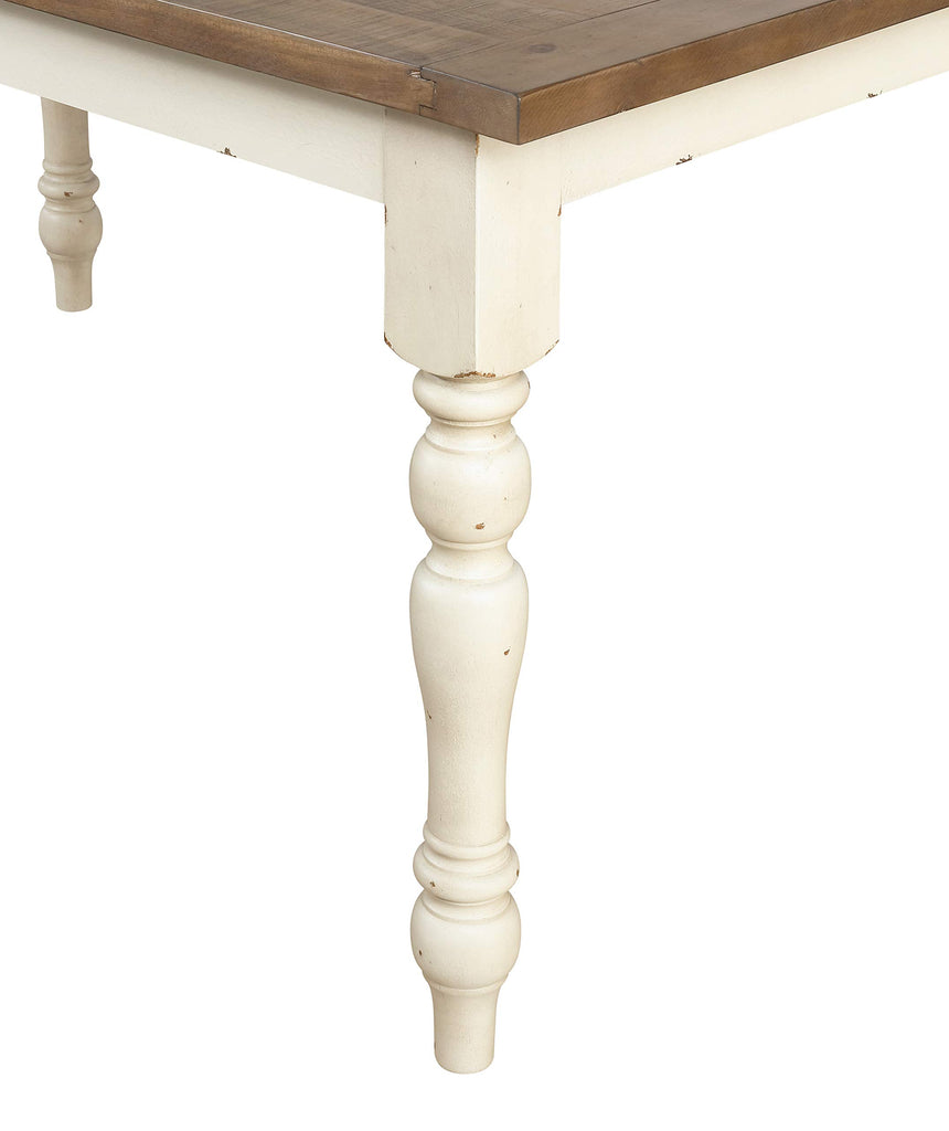 Prato 6-Piece Dining Set, Dining Table with 4 Cross Back Chairs and Bench, Antique White and Distressed Oak Finish