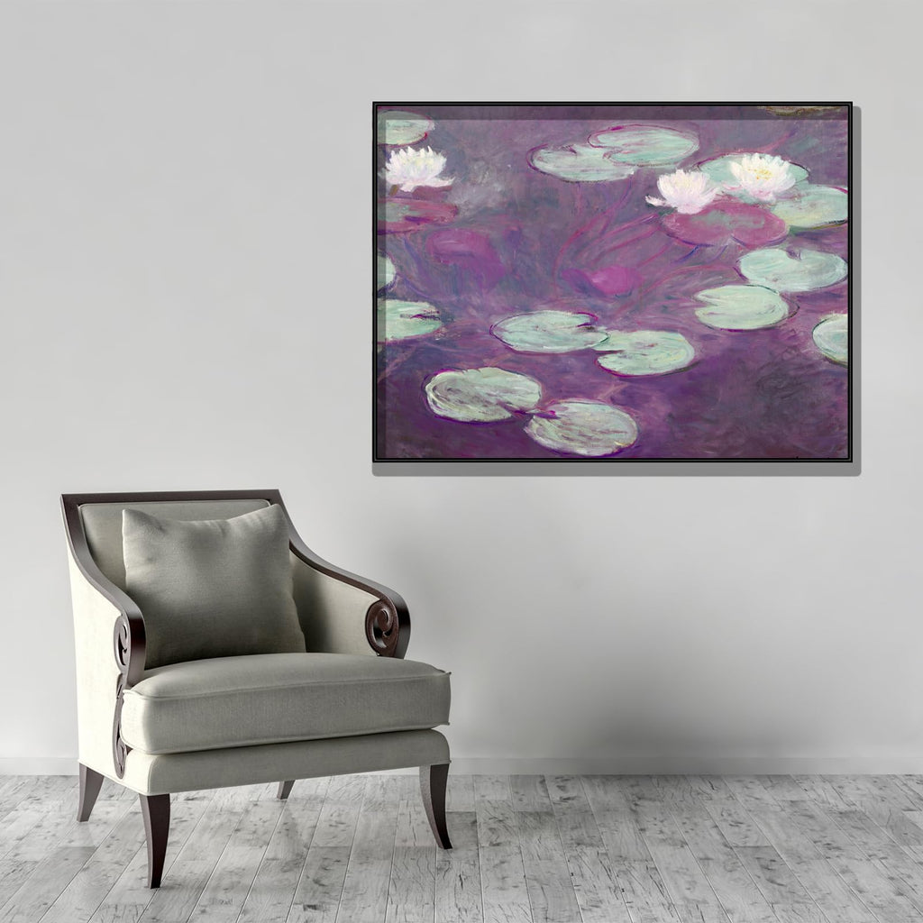 Monet Canvas Wall Art Print - Water Lily Poster - Landscape Oil Painting Print - Impressionism Flowers Picture Modern