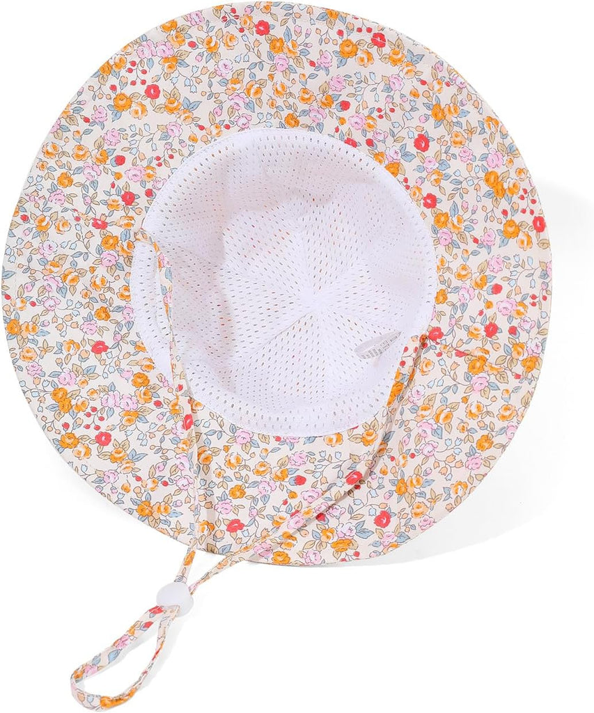 Baby Girl Sun Hat Toddler Beach Hats with UPF 50+ Protective Infant Summer Hat with Wide Brim Baby Girls Bucket Hat