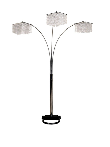 6932 3 Light Crystal Inspirational Arch Floor Lamp, 97" x 17.5" x 19", Silver