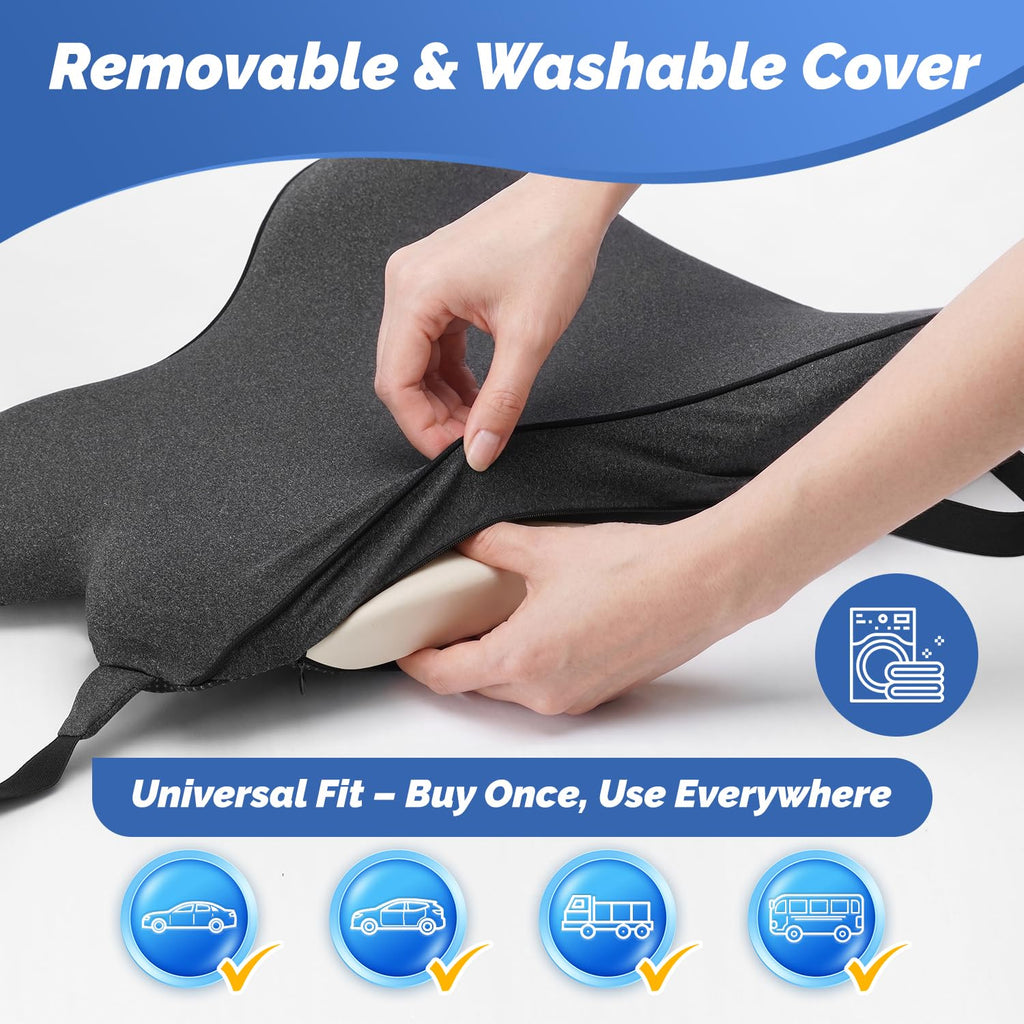 Lumbar Support Pillow for Car - Memory Foam Whole Back Relief