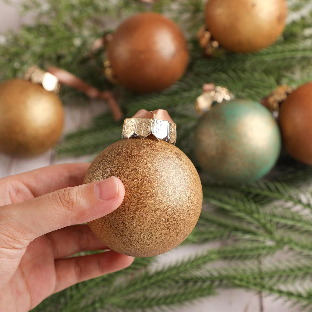 Neutral Christmas Ornament 2.36'' Textured Tree Decor,Aged - Set of 24