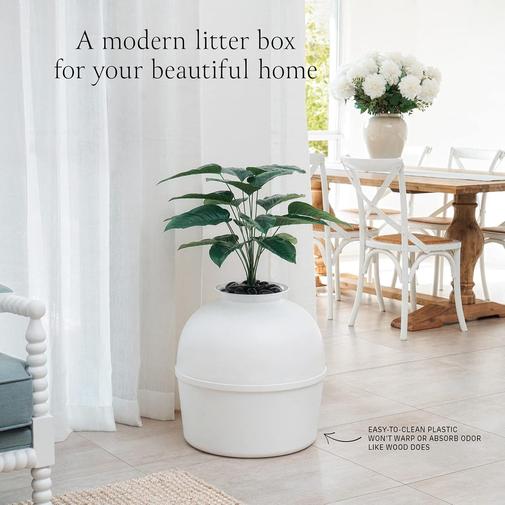 Secret Litter Box by - Hidden Litter Box Enclosure, Patented Design with Odor Control, Includes Faux Plant, Carbon