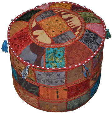 Indian Hippie Vintage Cotton Floor Pillow & Cushion Patchwork Bean Bag Chair Cover Boho Bohemian Hand Embroidered