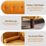 Dreamsir 78'' W Velvet Sofa, Mid-Century Love Seats Sofa Furniture with Bolster Pillows