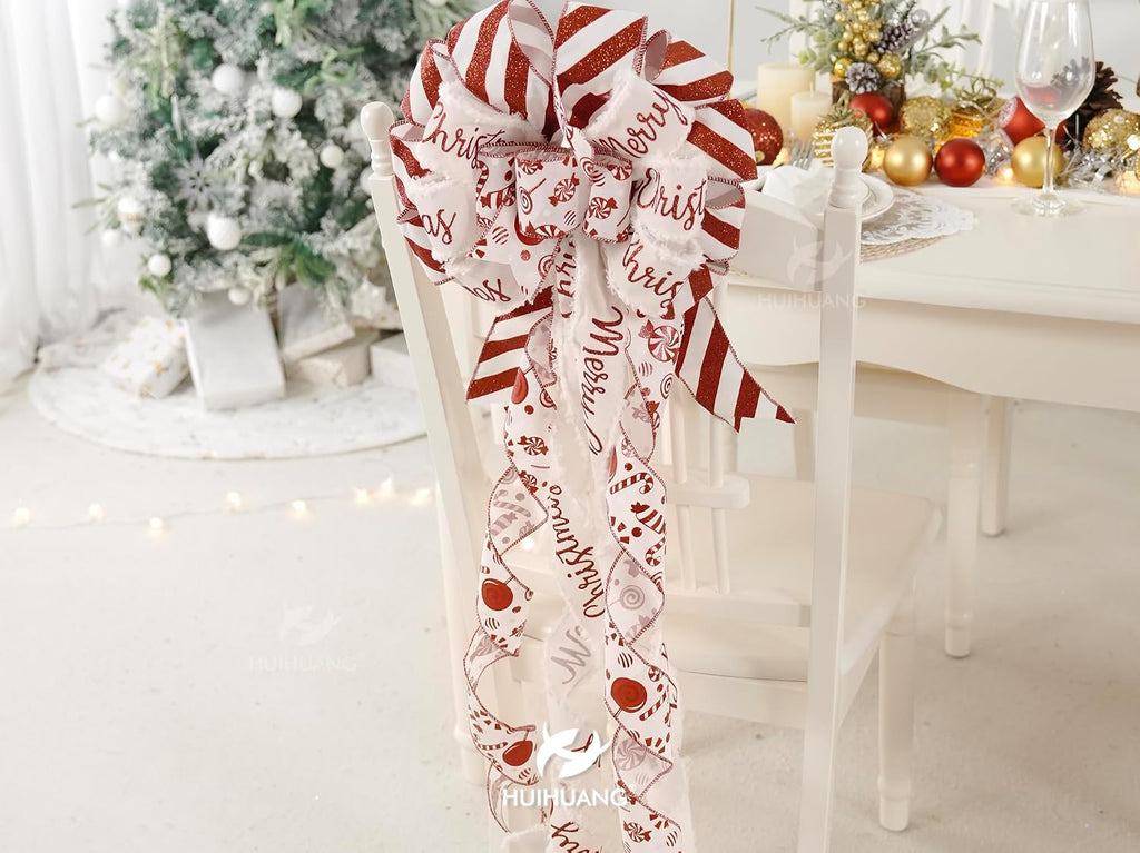 Red Christmas Tree Topper Bow 13 inch x 45 inch