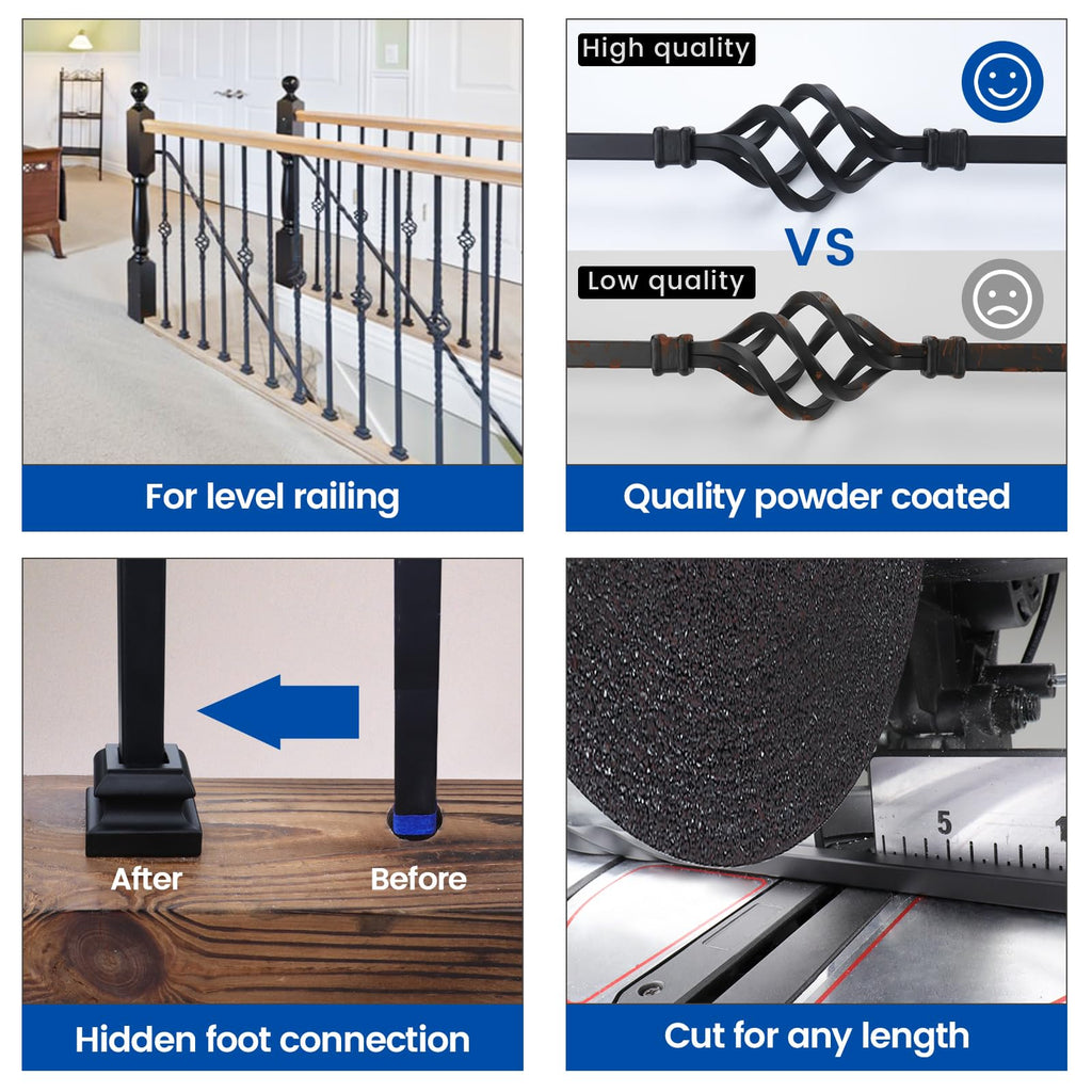 10 Pack 44" Double Basket Hollow Iron Baluster WT05