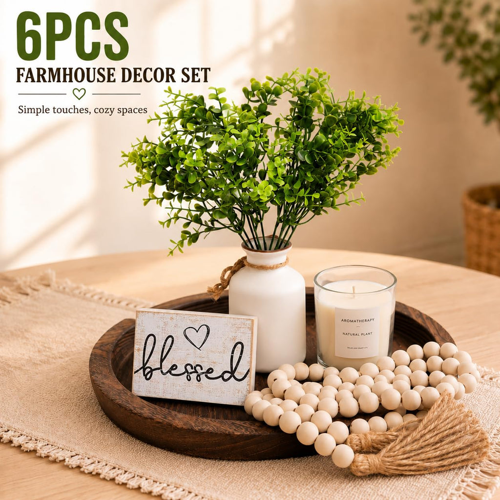 Coffee Table Decor Set, 6-Piece Farmhouse Dining Table Centerpiece