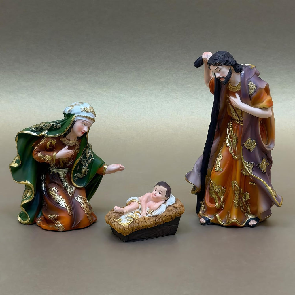 Resin Nativity Figurine Set Indoor Christmas Religious Tabletop Home Decor
