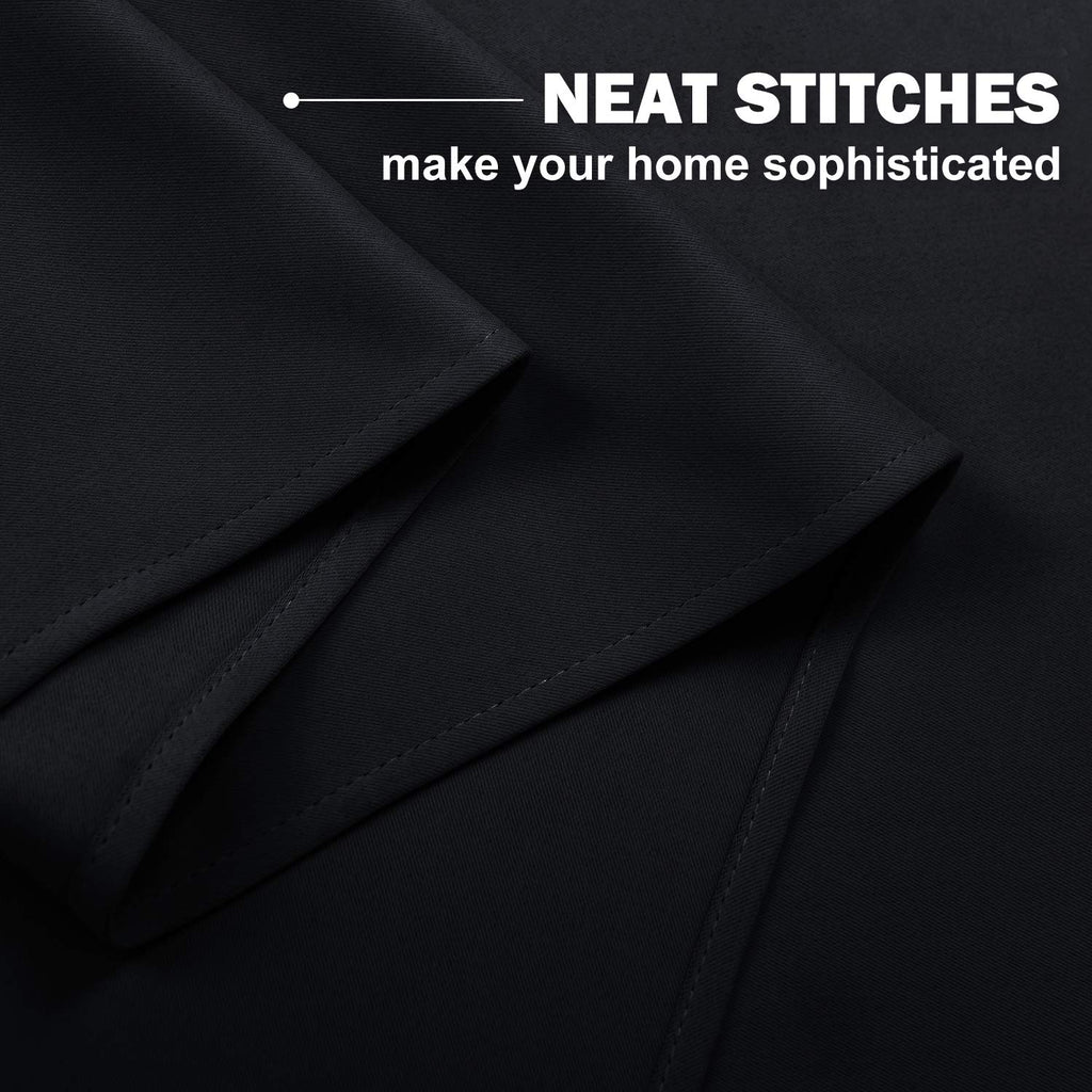 Black Blackout Kitchen Curtains for Cafe Bar Bathroom