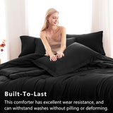 Queen Comforter Set Black, 7 Pieces Bed in a Bag Soft Bedding Comforter Set with Sheets