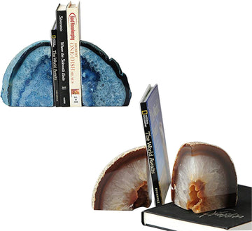 2 Pair Samll Natural Agate Book Ends 2-3 lbs with Rubber Bumpers