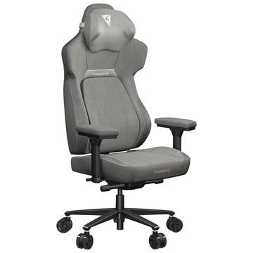 Gaming Chair with Footrest, Fabric, Loft Light Grey