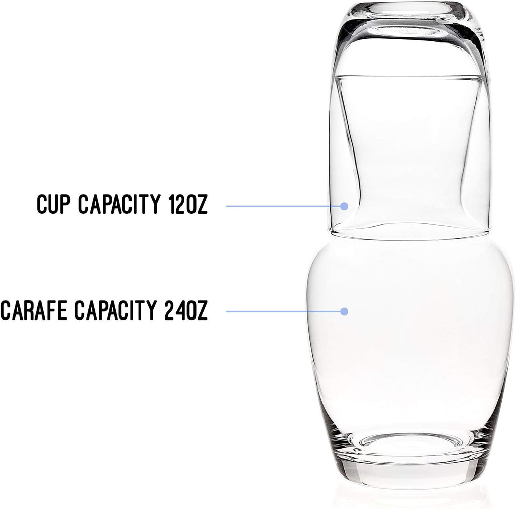 Bedside Carafe With Tumbler - Clear Glass - 2 Piece Water Pitcher And Cup Night Set