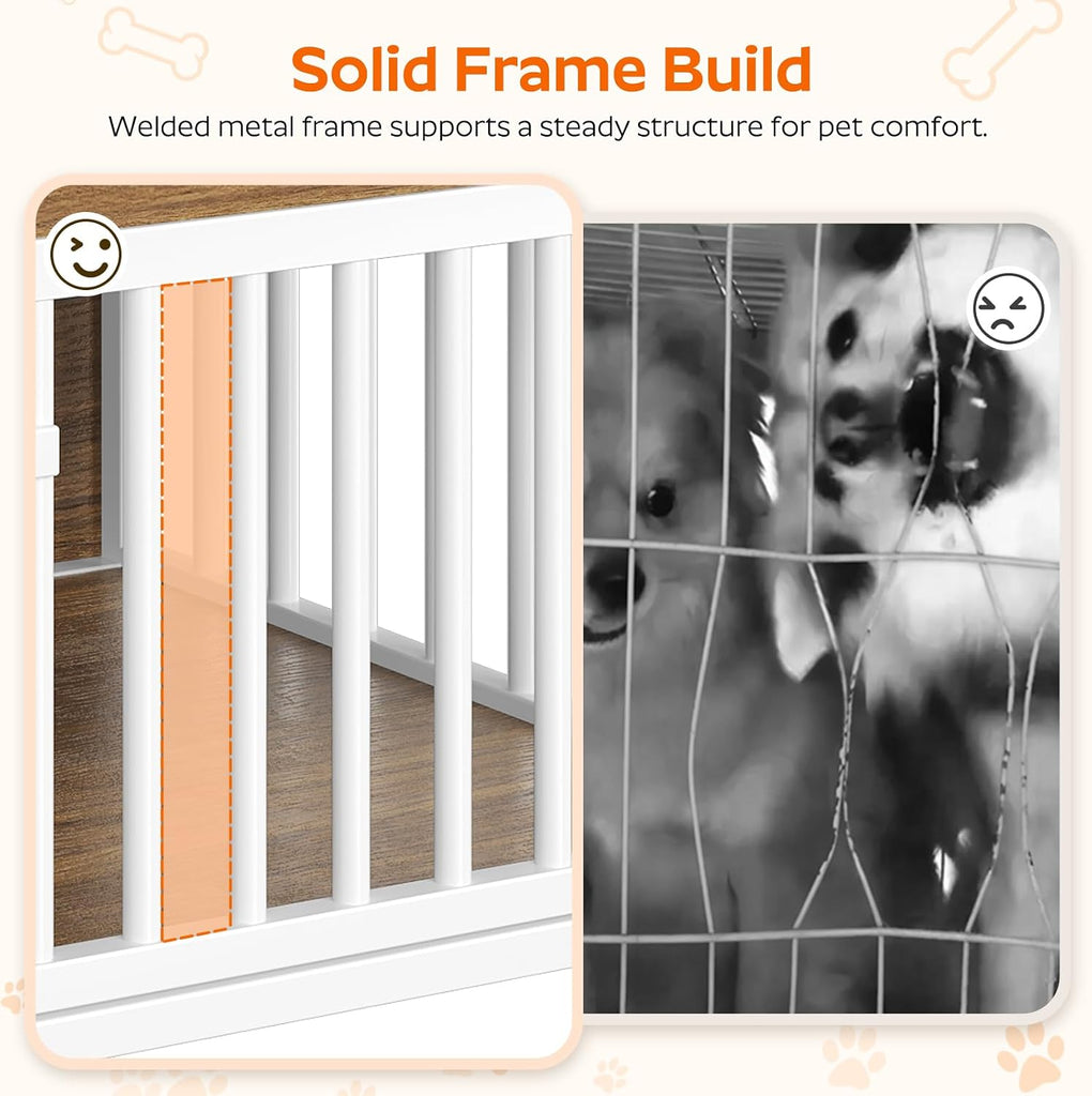 Dog Crate Furniture, Wooden Dog Kennel with Storage, Indoor Pet Crate End Table, Two-Tier Small Dogs House