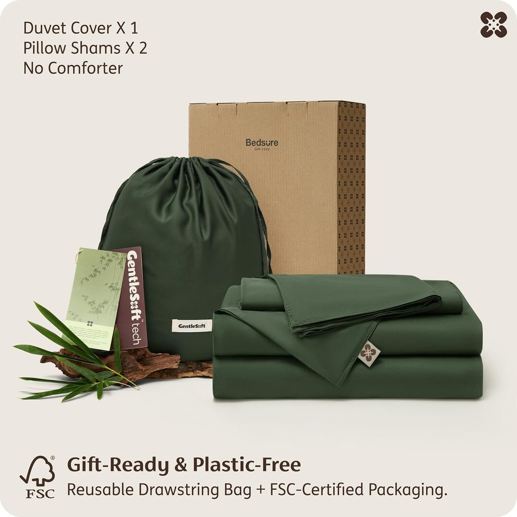 100% Organically Grown Bamboo Viscose Duvet Cover Set King | Cooling Bedding Set for Hot Sleepers | PureWoven Luxury