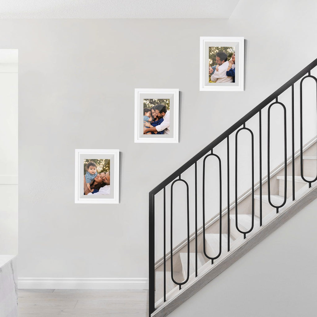 8x10 Floating Picture Frames Set of 6, White Frame, Wooden