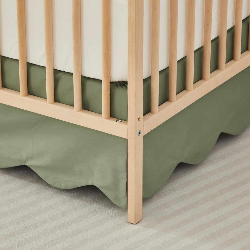 Scallop Edge Cotton Crib Skirt Toddler Bedskirt Baby Nursery Crib Bed Skirt Boho Bohemian Neutral Solid Color Vintage