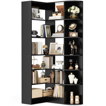 7-Tier Corner Shelf with Edge Protection, Black