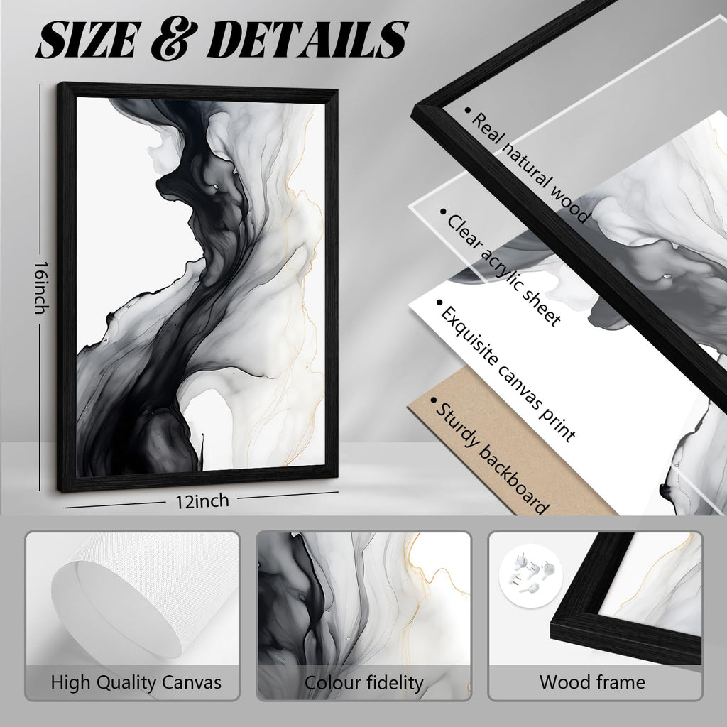 Black White Abstract Wall Art Decor Set of 3 Modern Wall Art Minimalist Canvas Wall Decor Black White Abstract Prints