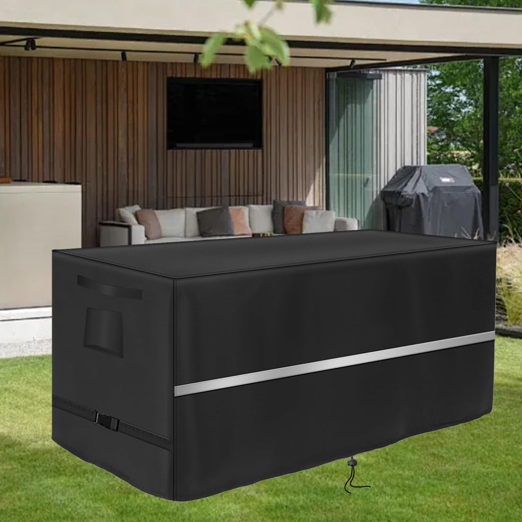 Deck Box Cover Heavy Duty Waterproof Deck Box with Handle, Outdoor Large Storage Box Cover Patio Rectangular Bench
