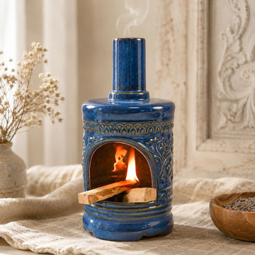 Bird & Flower Ceramic Palo Santo Chiminea,Sage&Cone Incense Burner