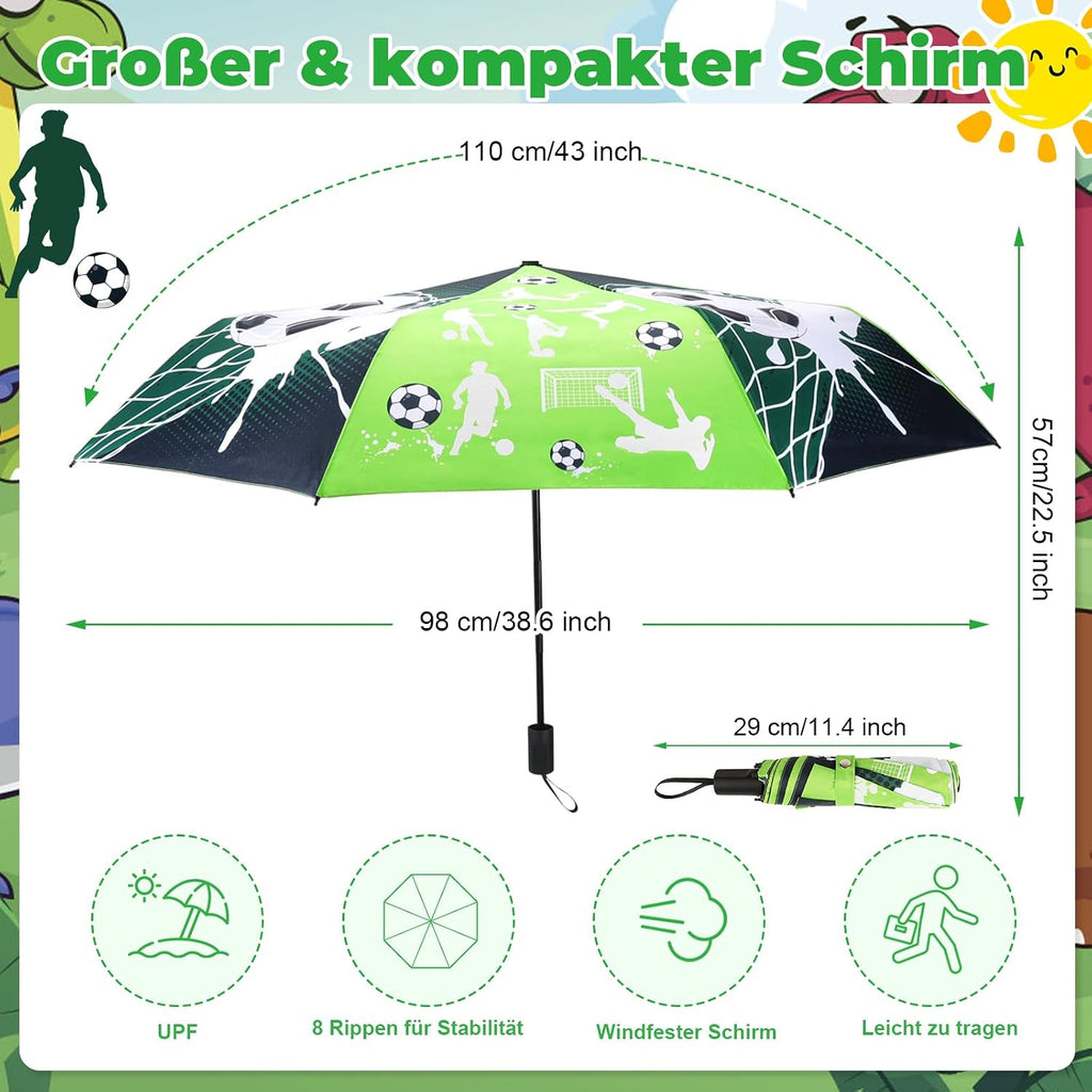 Kids Compact Folding Umbrella for Backpack Pocket Bag, Colour-changing Wet Dry Umbrella, Water Reacting, Windproof