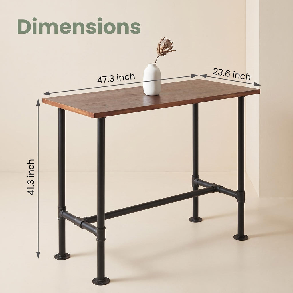 Industrial 41.3inch Height Bar Table Vintage Pipe Design Bistro Table Rustic Kitchen Dining Breakfast Desk Farmhouse