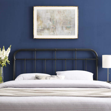 Alessia Modern Farmhouse Metal Headboard in Black